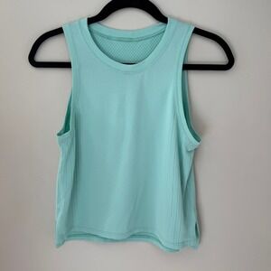 Lululemon Train to Be Tank Top Mint Green Mesh Seamless Workout Shirt